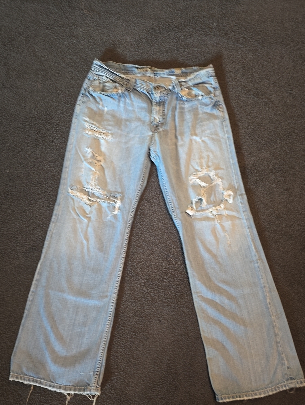 BKE Light Blue Distressed Wide-Leg Jeans 34x32